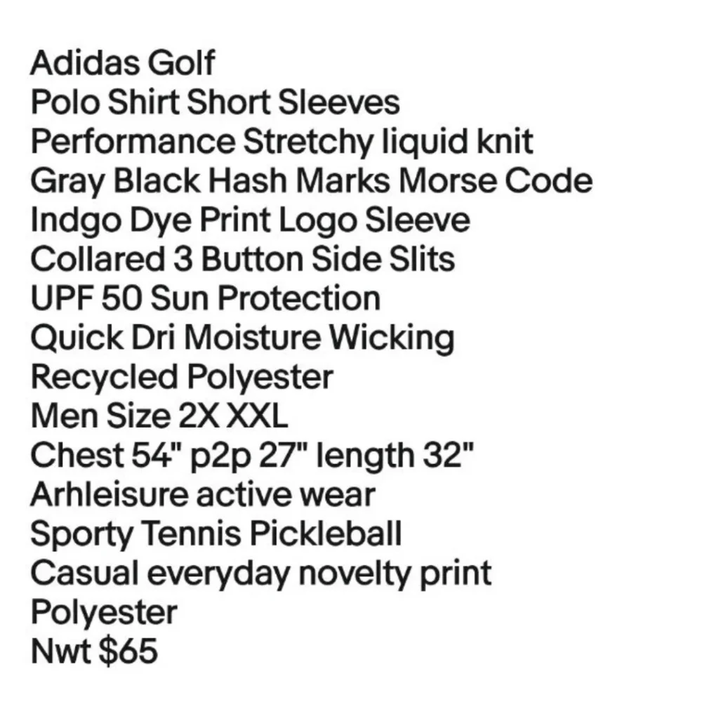 Adidas Polo Shirt Men 2X Gray Indigo Hash Print Performance Golf Pickleball Nwt
